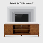 Mueble de TV de nogal/madera flotante con puertas correderas y 2 cajones, apto para televisores de hasta 78"
