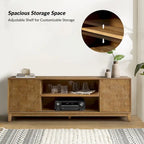 Mueble de TV de nogal/madera flotante con puertas correderas y 2 cajones, apto para televisores de hasta 78"