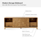 Mueble de TV de nogal/madera flotante con puertas correderas y 2 cajones, apto para televisores de hasta 78"