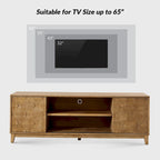 Mueble de TV de nogal/madera flotante con puertas correderas y 2 cajones, apto para televisores de hasta 78"