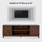 Mueble de TV de nogal/madera flotante con puertas correderas y 2 cajones, apto para televisores de hasta 78"