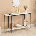Mesa consola estrecha de 2 niveles negra/blanca y dorada/blanca