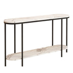 Mesa consola estrecha de 2 niveles negra/blanca y dorada/blanca