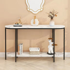 Mesa consola estrecha de 2 niveles negra/blanca y dorada/blanca