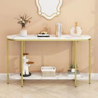 Mesa consola estrecha de 2 niveles negra/blanca y dorada/blanca