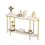 Mesa consola estrecha de 2 niveles negra/blanca y dorada/blanca