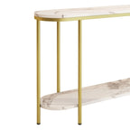 Mesa consola estrecha de 2 niveles negra/blanca y dorada/blanca