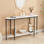 Mesa consola estrecha de 2 niveles negra/blanca y dorada/blanca