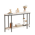 Mesa consola estrecha de 2 niveles negra/blanca y dorada/blanca