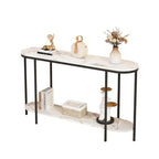 Mesa consola estrecha de 2 niveles negra/blanca y dorada/blanca