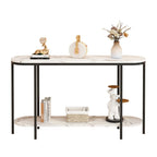 Mesa consola estrecha de 2 niveles negra/blanca y dorada/blanca