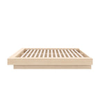 Base de cama baja de roble rubio natural / roble marrón — King, para 2 personas