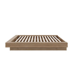 Base de cama baja de roble rubio natural / roble marrón — King, para 2 personas