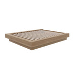 Base de cama baja de roble rubio natural / roble marrón — King, para 2 personas