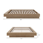 Base de cama baja de roble rubio natural / roble marrón — King, para 2 personas