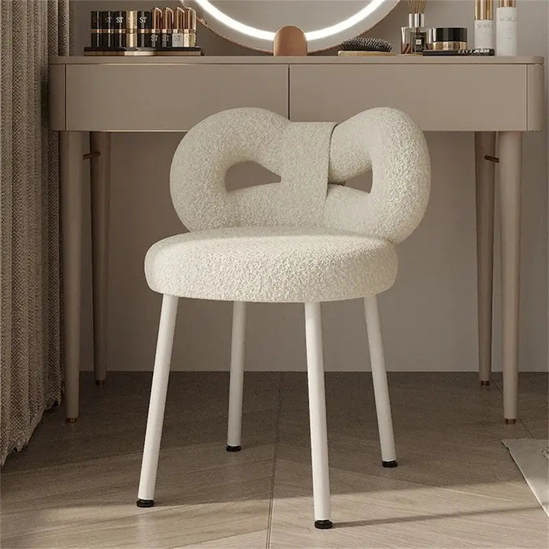 Silla de tocador con respaldo de mariposa blanca, asiento individual