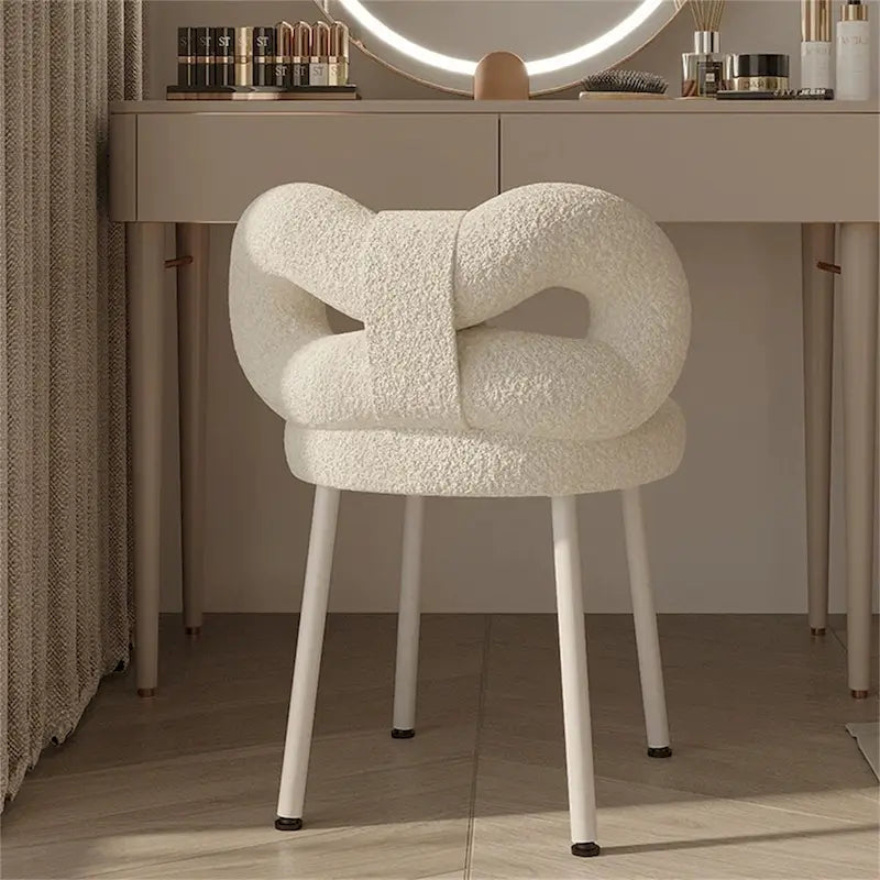 Silla de tocador con respaldo de mariposa blanca, asiento individual