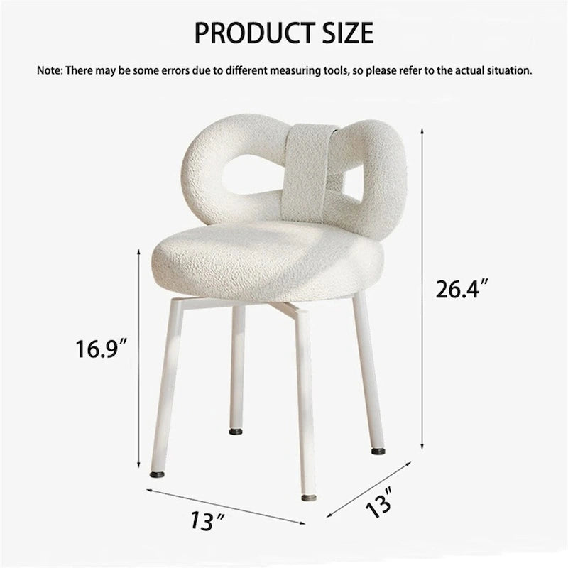 Silla de tocador con respaldo de mariposa blanca, asiento individual