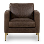 Sillón de cuero — Cuero italiano de plena flor, patas de nogal | Piedra Marrón / Negro Ónix / Tan Coñac / Marrón Chocolate | 1 Plaza