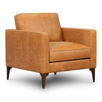 Sillón de cuero — Cuero italiano de plena flor, patas de nogal | Piedra Marrón / Negro Ónix / Tan Coñac / Marrón Chocolate | 1 Plaza