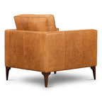 Sillón de cuero — Cuero italiano de plena flor, patas de nogal | Piedra Marrón / Negro Ónix / Tan Coñac / Marrón Chocolate | 1 Plaza