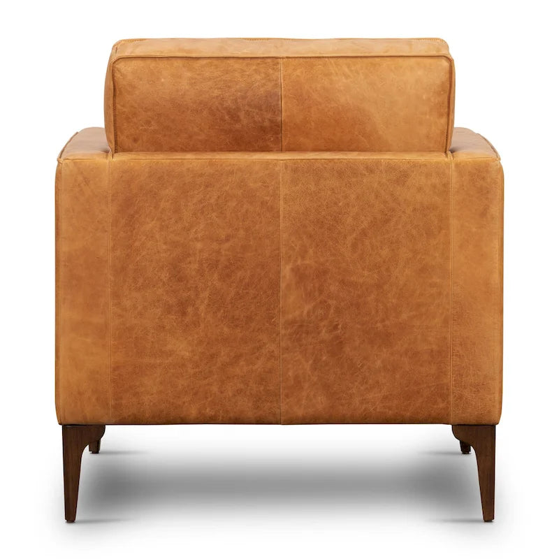 Sillón de cuero — Cuero italiano de plena flor, patas de nogal | Piedra Marrón / Negro Ónix / Tan Coñac / Marrón Chocolate | 1 Plaza