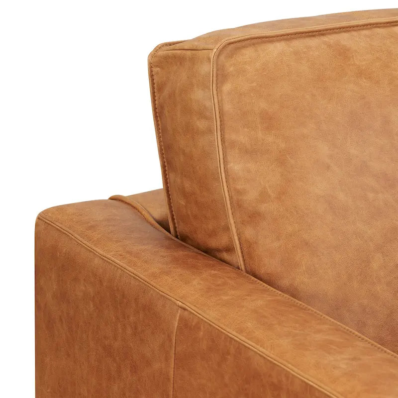Sillón de cuero — Cuero italiano de plena flor, patas de nogal | Piedra Marrón / Negro Ónix / Tan Coñac / Marrón Chocolate | 1 Plaza