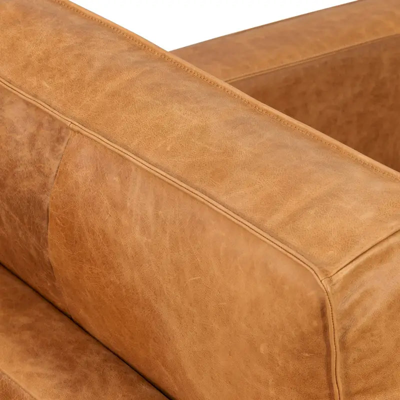 Sillón de cuero — Cuero italiano de plena flor, patas de nogal | Piedra Marrón / Negro Ónix / Tan Coñac / Marrón Chocolate | 1 Plaza