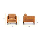 Sillón de cuero — Cuero italiano de plena flor, patas de nogal | Piedra Marrón / Negro Ónix / Tan Coñac / Marrón Chocolate | 1 Plaza
