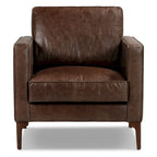 Sillón de cuero — Cuero italiano de plena flor, patas de nogal | Piedra Marrón / Negro Ónix / Tan Coñac / Marrón Chocolate | 1 Plaza