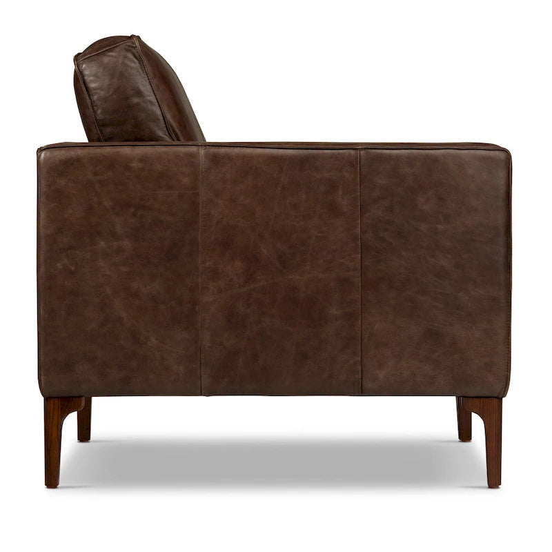 Sillón de cuero — Cuero italiano de plena flor, patas de nogal | Piedra Marrón / Negro Ónix / Tan Coñac / Marrón Chocolate | 1 Plaza