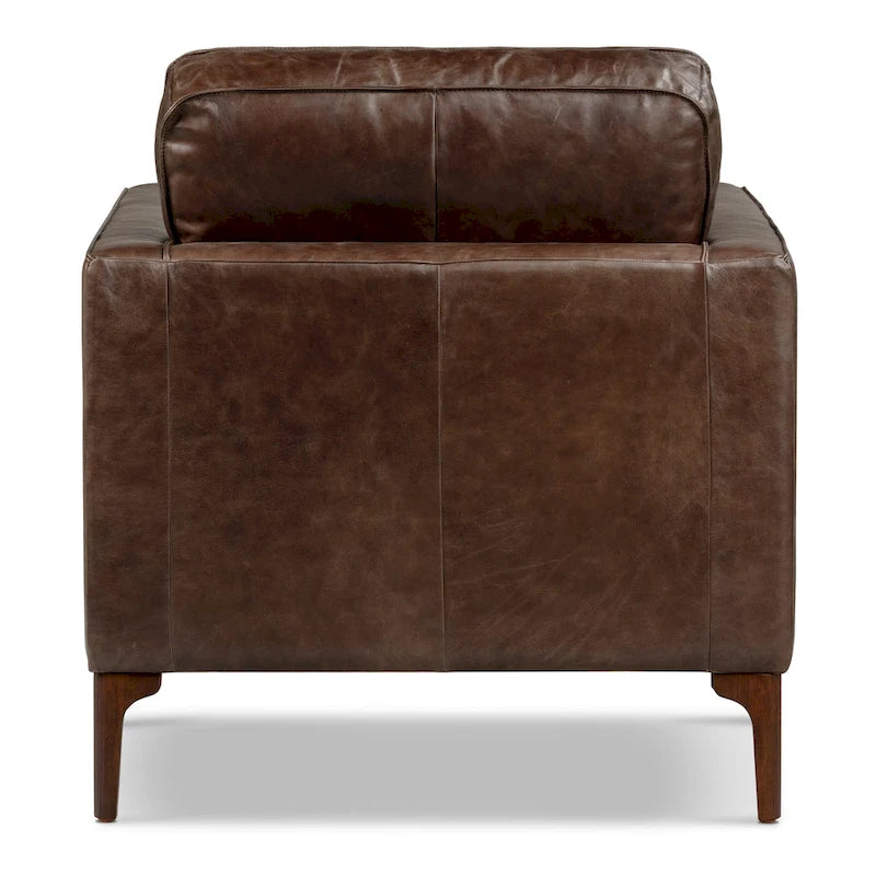 Sillón de cuero — Cuero italiano de plena flor, patas de nogal | Piedra Marrón / Negro Ónix / Tan Coñac / Marrón Chocolate | 1 Plaza