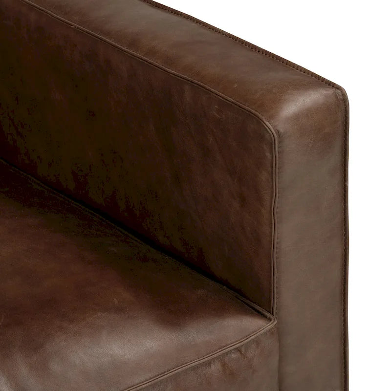 Sillón de cuero — Cuero italiano de plena flor, patas de nogal | Piedra Marrón / Negro Ónix / Tan Coñac / Marrón Chocolate | 1 Plaza
