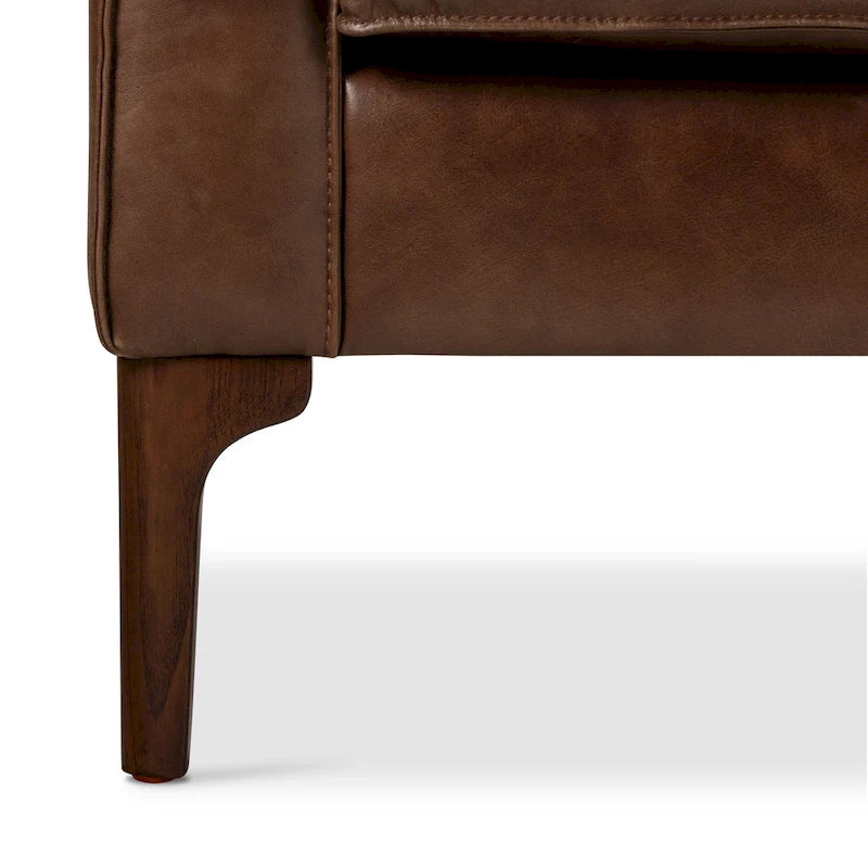Sillón de cuero — Cuero italiano de plena flor, patas de nogal | Piedra Marrón / Negro Ónix / Tan Coñac / Marrón Chocolate | 1 Plaza