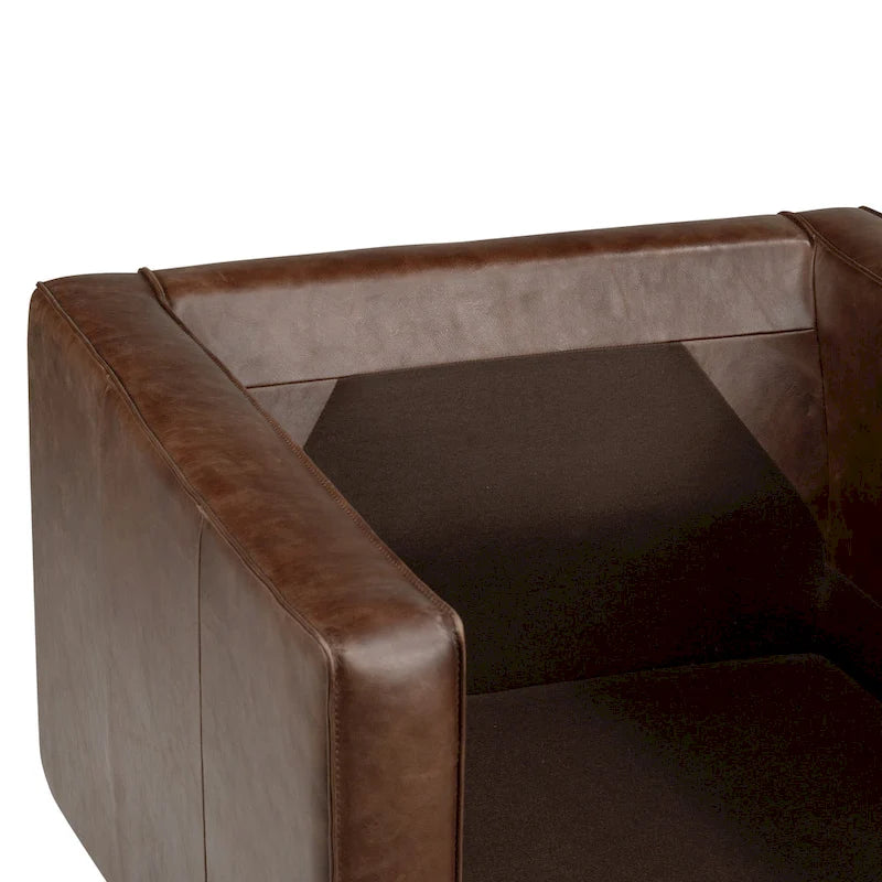 Sillón de cuero — Cuero italiano de plena flor, patas de nogal | Piedra Marrón / Negro Ónix / Tan Coñac / Marrón Chocolate | 1 Plaza