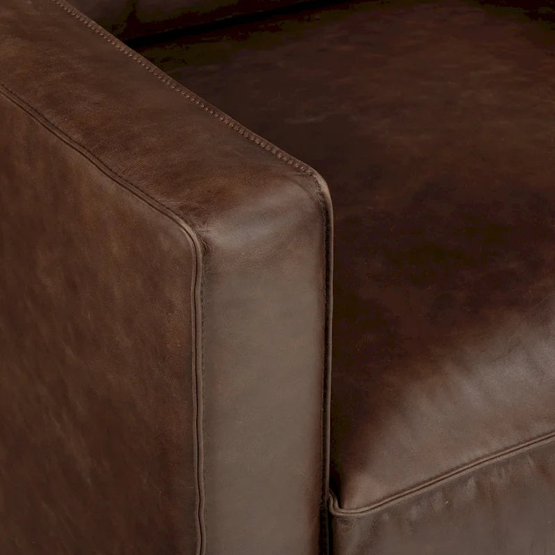 Sillón de cuero — Cuero italiano de plena flor, patas de nogal | Piedra Marrón / Negro Ónix / Tan Coñac / Marrón Chocolate | 1 Plaza