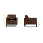 Sillón de cuero — Cuero italiano de plena flor, patas de nogal | Piedra Marrón / Negro Ónix / Tan Coñac / Marrón Chocolate | 1 Plaza