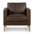 Sillón de cuero — Cuero italiano de plena flor, patas de nogal | Piedra Marrón / Negro Ónix / Tan Coñac / Marrón Chocolate | 1 Plaza