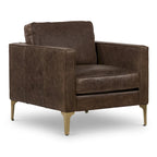 Sillón de cuero — Cuero italiano de plena flor, patas de nogal | Piedra Marrón / Negro Ónix / Tan Coñac / Marrón Chocolate | 1 Plaza