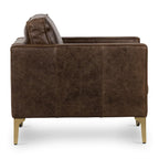 Sillón de cuero — Cuero italiano de plena flor, patas de nogal | Piedra Marrón / Negro Ónix / Tan Coñac / Marrón Chocolate | 1 Plaza