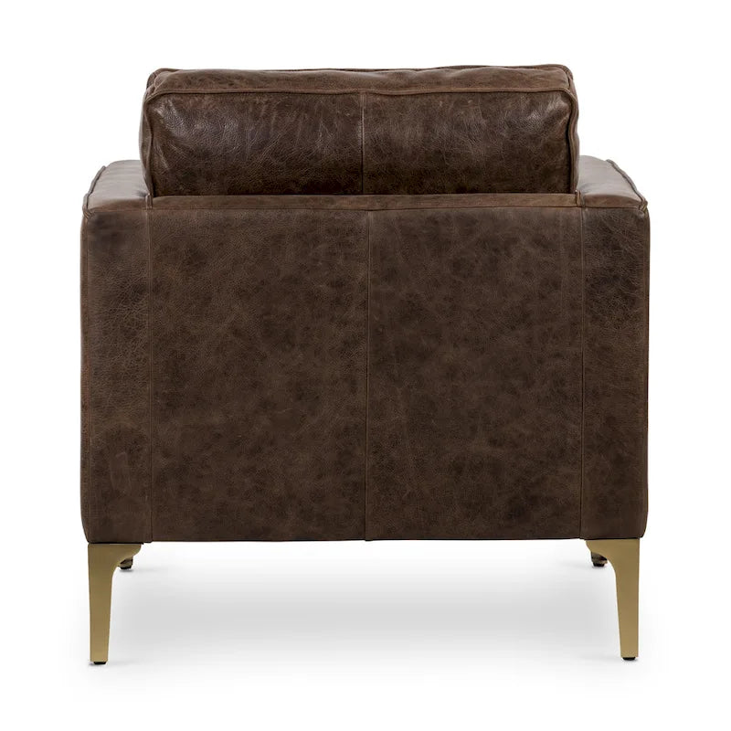 Sillón de cuero — Cuero italiano de plena flor, patas de nogal | Piedra Marrón / Negro Ónix / Tan Coñac / Marrón Chocolate | 1 Plaza