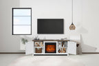 Mueble para TV con chimenea eléctrica rústico de 58" color café, 1 persona, para televisores de hasta 65"
