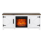 Mueble para TV con chimenea eléctrica rústico de 58" color café, 1 persona, para televisores de hasta 65"