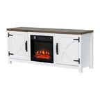 Mueble para TV con chimenea eléctrica rústico de 58" color café, 1 persona, para televisores de hasta 65"