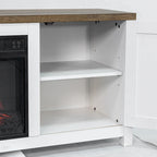 Mueble para TV con chimenea eléctrica rústico de 58" color café, 1 persona, para televisores de hasta 65"