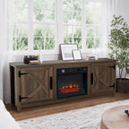 Mueble para TV con chimenea eléctrica rústico de 58" color café, 1 persona, para televisores de hasta 65"