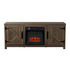 Mueble para TV con chimenea eléctrica rústico de 58" color café, 1 persona, para televisores de hasta 65"