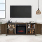 Mueble para TV con chimenea eléctrica rústico de 58" color café, 1 persona, para televisores de hasta 65"