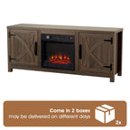 Mueble para TV con chimenea eléctrica rústico de 58" color café, 1 persona, para televisores de hasta 65"