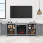 Mueble para TV con chimenea eléctrica rústico de 58" color café, 1 persona, para televisores de hasta 65"